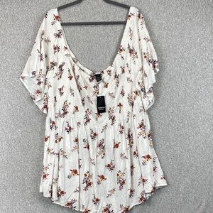 Torrid blouse smocked short sleeve babydoll floral size 6X cottagecore